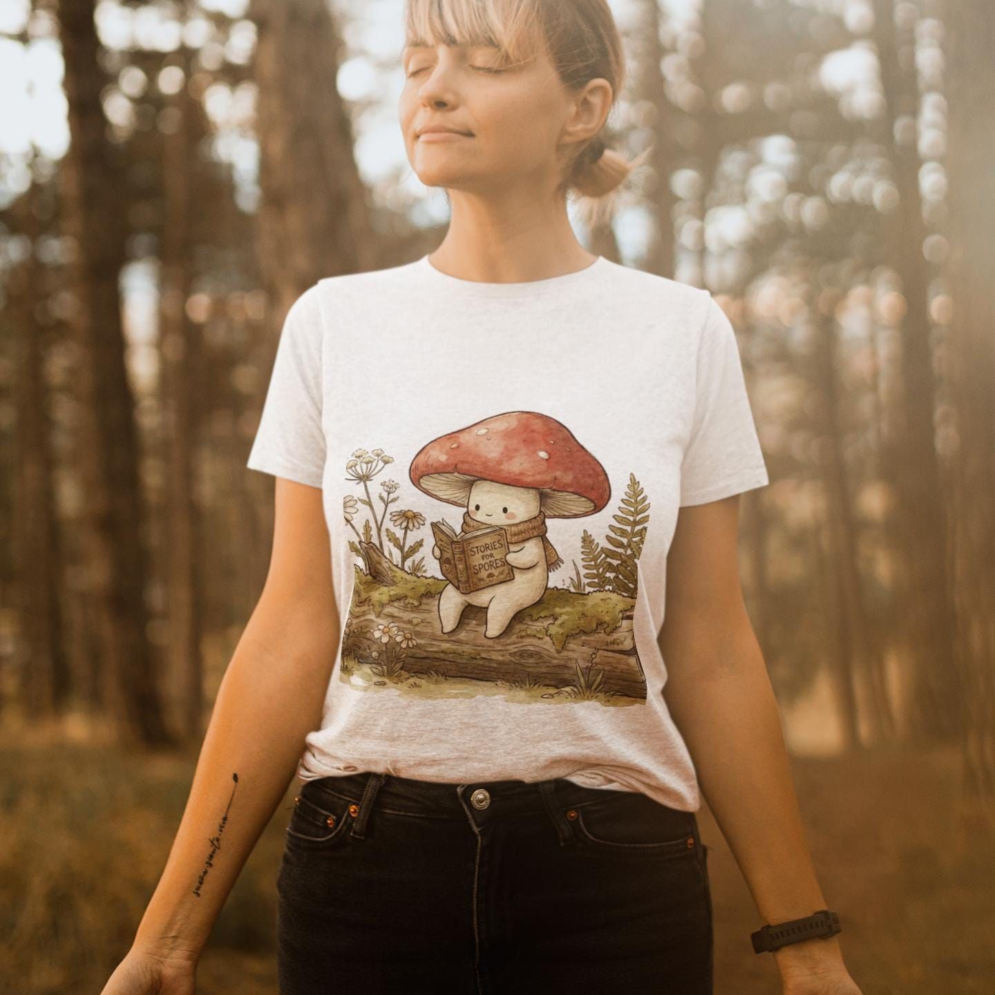 Mushroom T-Shirt Unisex | Fungi Art Red Mushroom Design Amanita Print Magic Mushrooms Gardener Gift Present Kawaii Tee