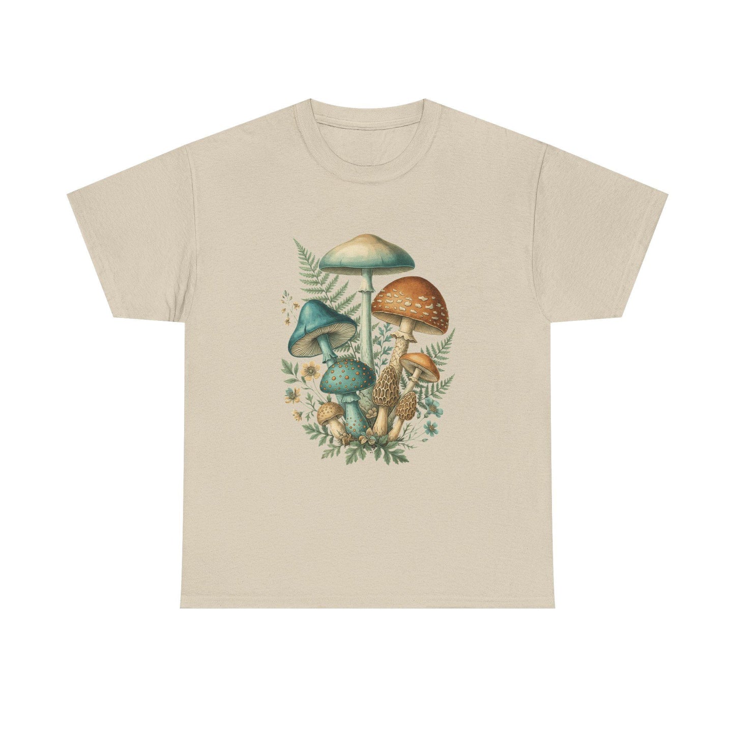 Vintage Botanical Mushroom Illustration Tee | Forest Fungi Art, Mycology Unisex Nature T-Shirt Gardener Gift Magic Mushrooms Shirt