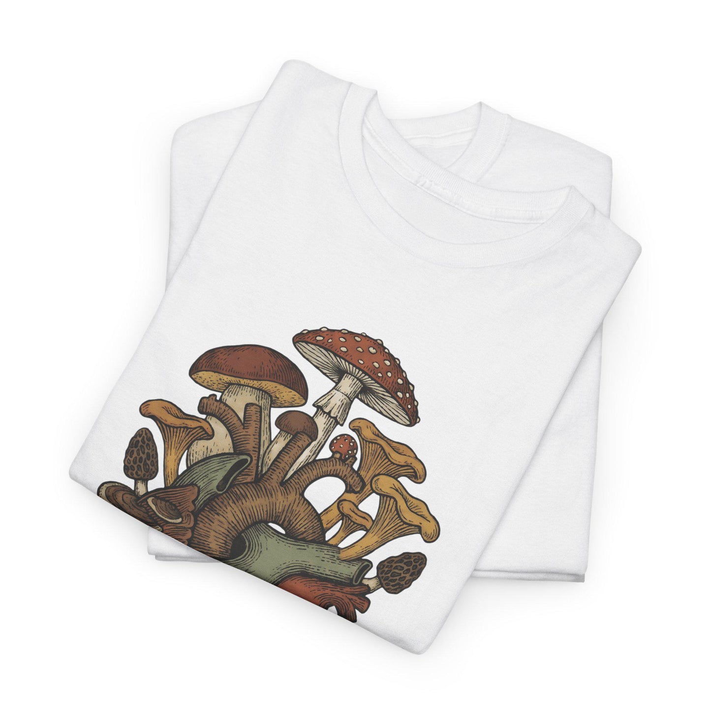 Anatominės širdies su grybais marškinėliai | Botaninių grybų meno iliustracija, magiški grybai, marškinėliai, sodininko dovana, mikologijos gamtos marškinėliai