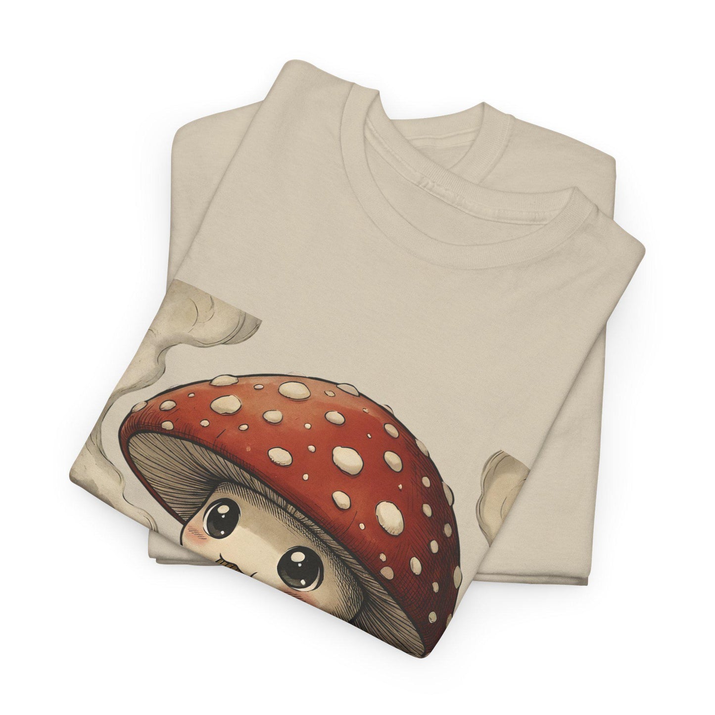 Kawaii Mushroom Eating Ramen Tee | Mushroom Character T-Shirt Fungi Magic Mushroom Shirt Mycology Kawaii Style Cozy Anime Style