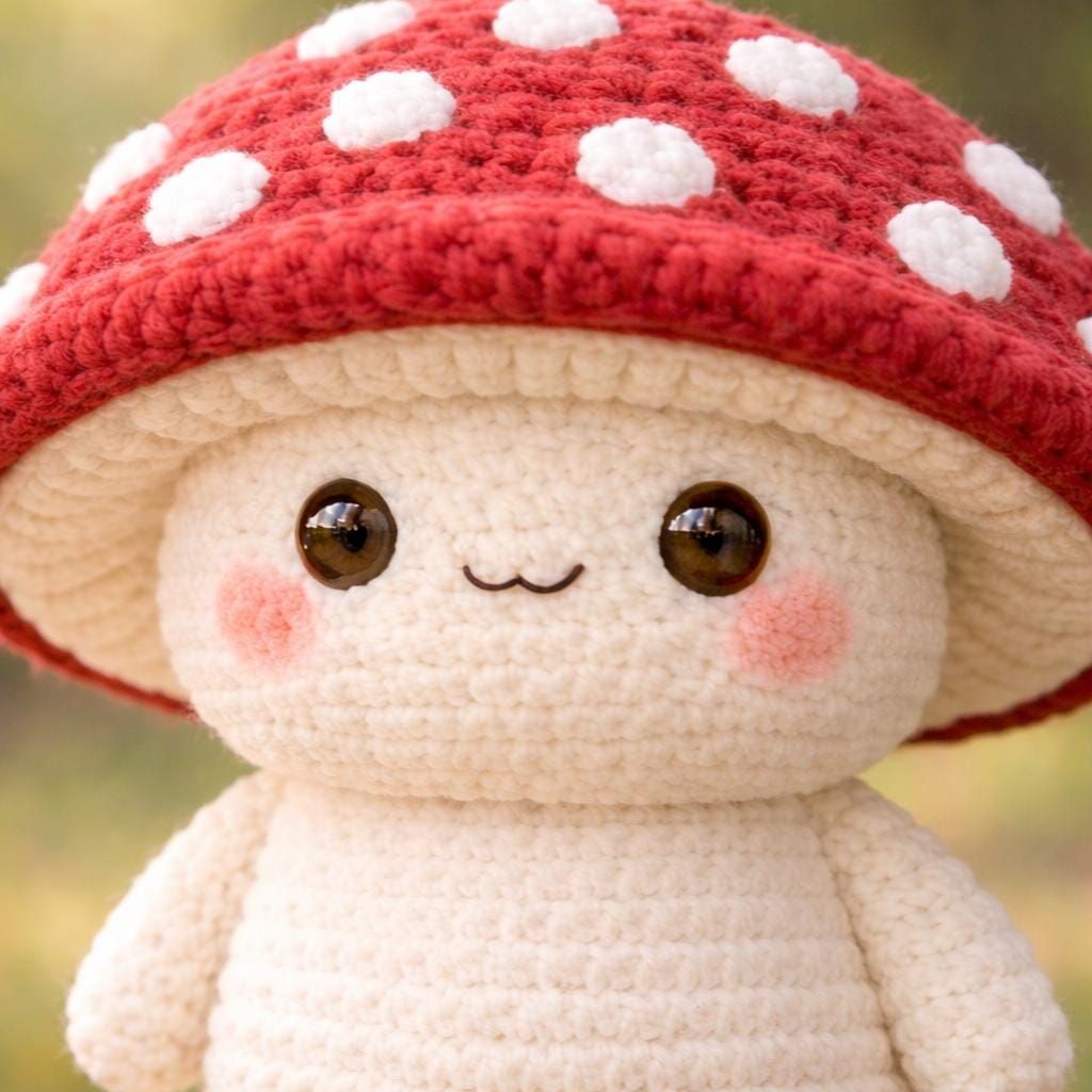Mini Mushy Doll Crochet Pattern Cute Mushroom Amigurumi PDF Beginner Friendly Plush Mushroom Toy Kawaii Critter Pattern