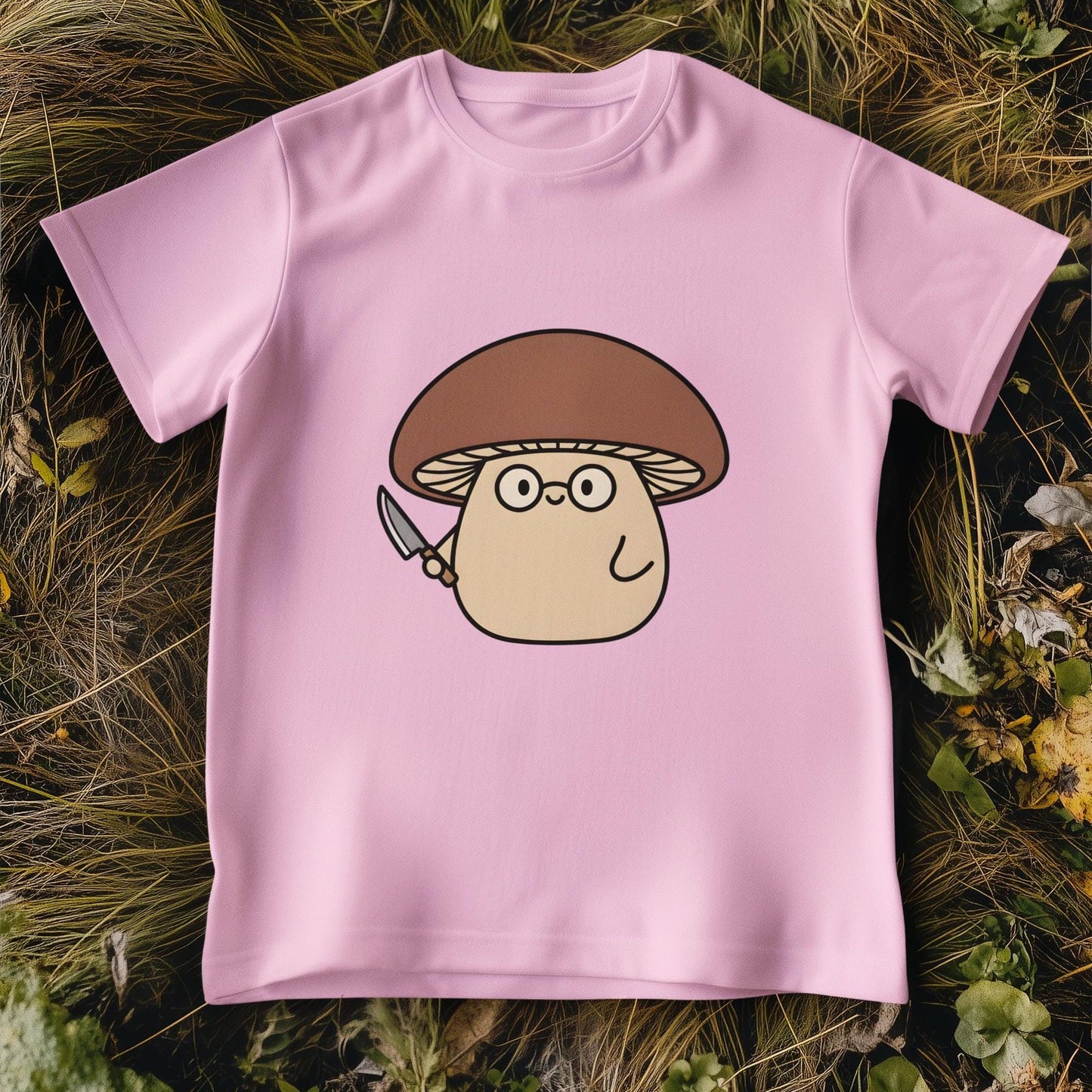 Cute Mushroom Character T-Shirt Minimalist Funny Graphic Tee Cozy Indie Humor Shirt Whimsical Fungi Top Unisex Cotton Tee Mushrooms Tshirt